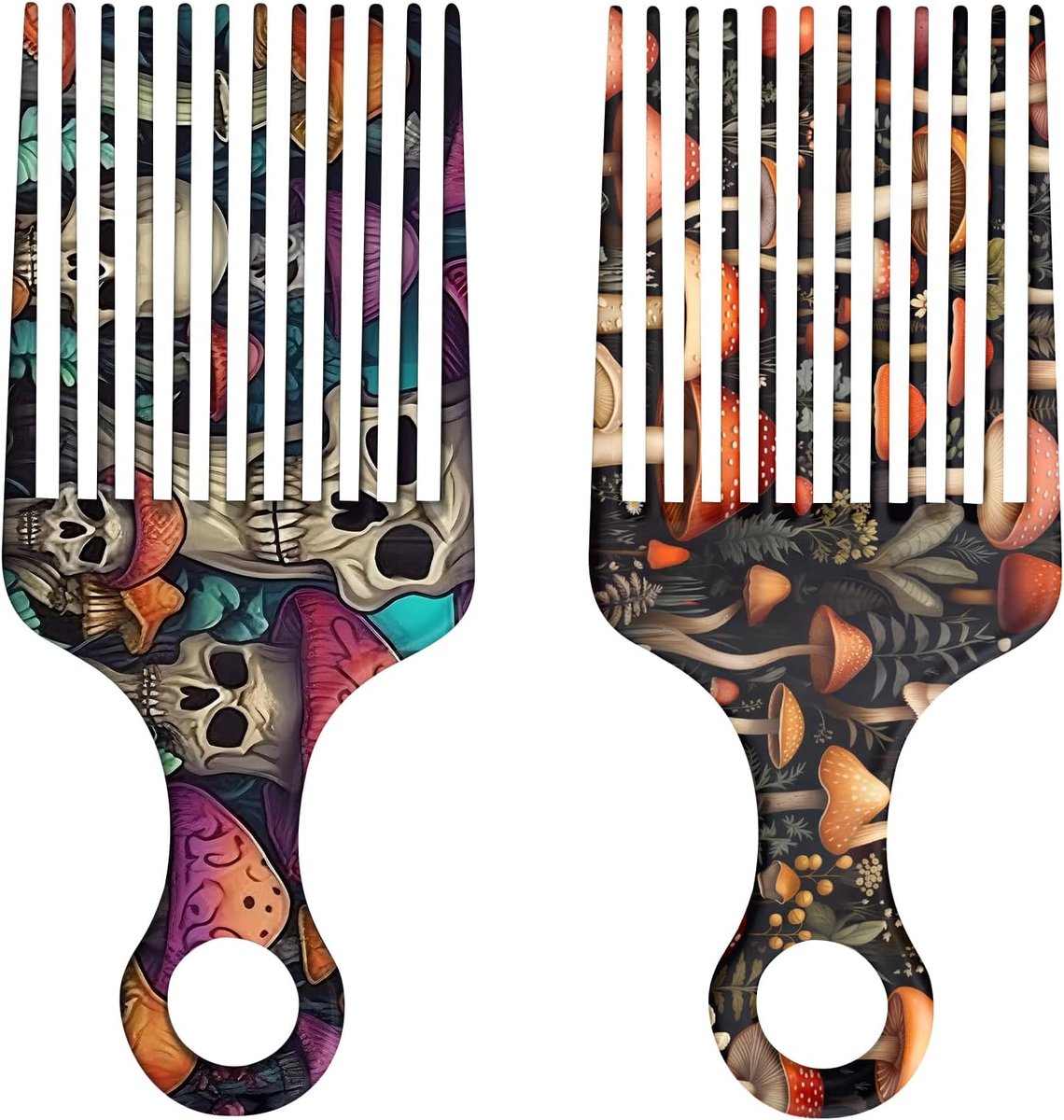 2 stuks afro-pickkam voor natuurlijk krullend haar, draagbare stylinghaarpluk voor reizen, antistatisch, schattige afro-kam voor vrouwen, mannen en meisjes (oranje-T14)