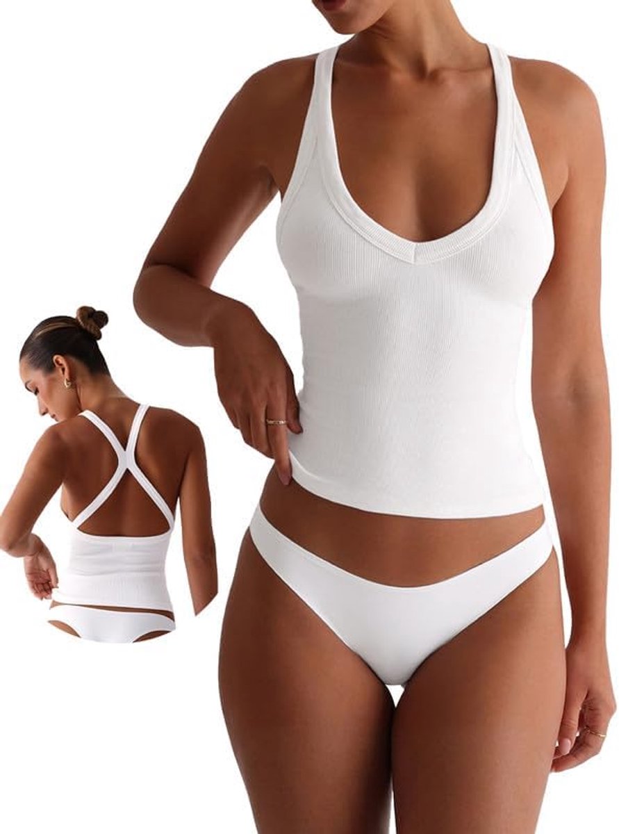 T-shirt voor dames, casual, kort, geribbeld, V-hals, racerback, zomer, sport-T-shirt, elastisch, comfortabel, voor yoga, fitness, dagelijks gebruik