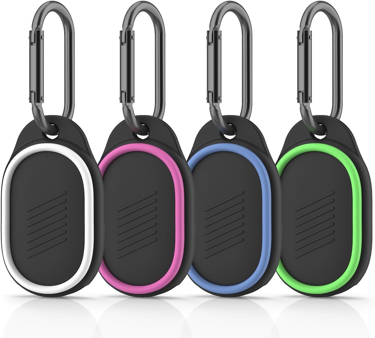 Beschermhoes, compatibel met Xiaomi Tag, set van 4 met 4 beschermhoezen en 4 sleutelhangers, stootvaste krasbestendige bescherming voor Xiaomi Tracker (wit + lichtroze + lichtblauw +