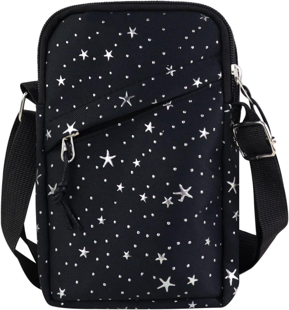 Schoudertas, lichte canvas herentas, mobiele telefoontas, portemonnee met verstelbare nylon riem, modieuze mini-crossbody tas, telefoontas, kleine schoudertas voor dames en heren thumbnail 2