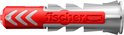 Fischer DuoPower plug: rood met grijze noppen en het rode Fischer logo.
