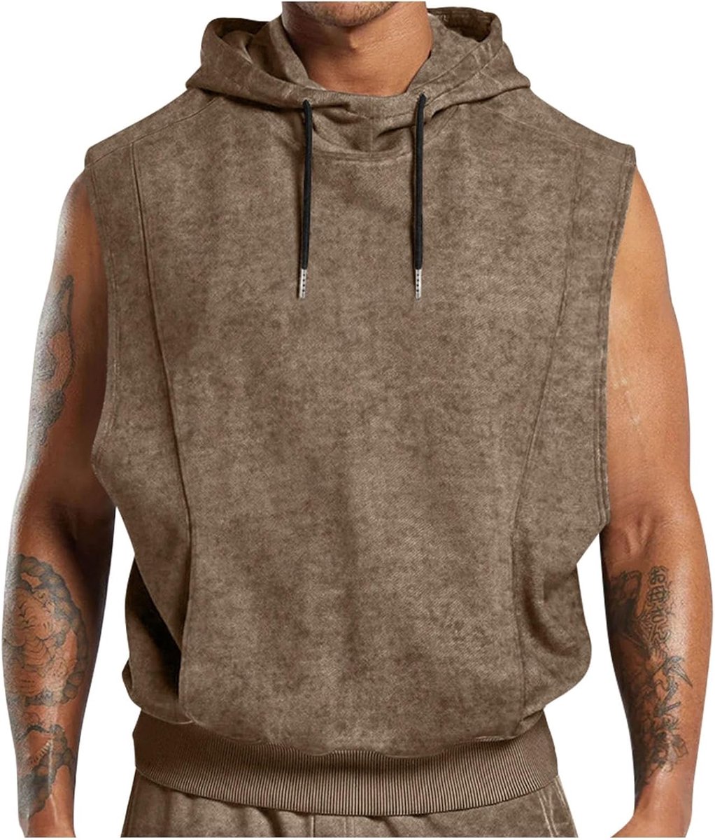 Herenvest met capuchon, bloemenprint, trekkoord, casual, los en comfortabel, modieus, zakelijk vest
