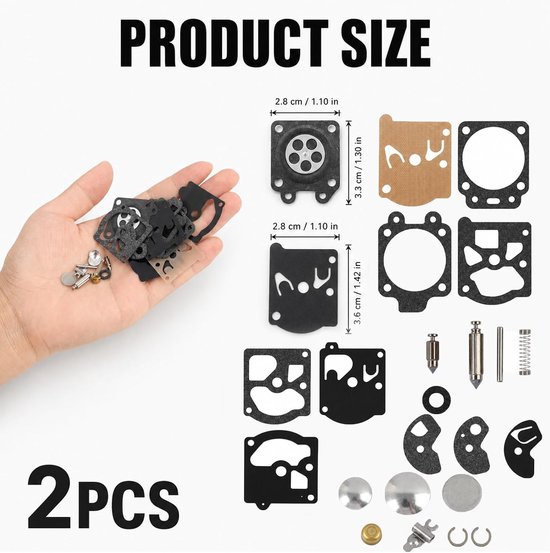 Reparatieset, 2 stuks, reparatieset voor carburateur, afdichtingsmembraan, membraan voor grasmaaier, compatibel met Fs86, Fs88, Fs80, Fs90, bosmaaier, maaier — afbeelding 2