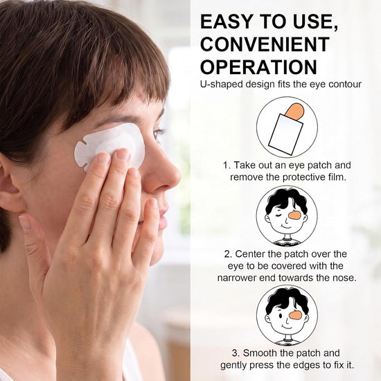 Oogpleisters voor volwassenen, 60-delige set, steriele oogpads, zelfklevend — afbeelding 5