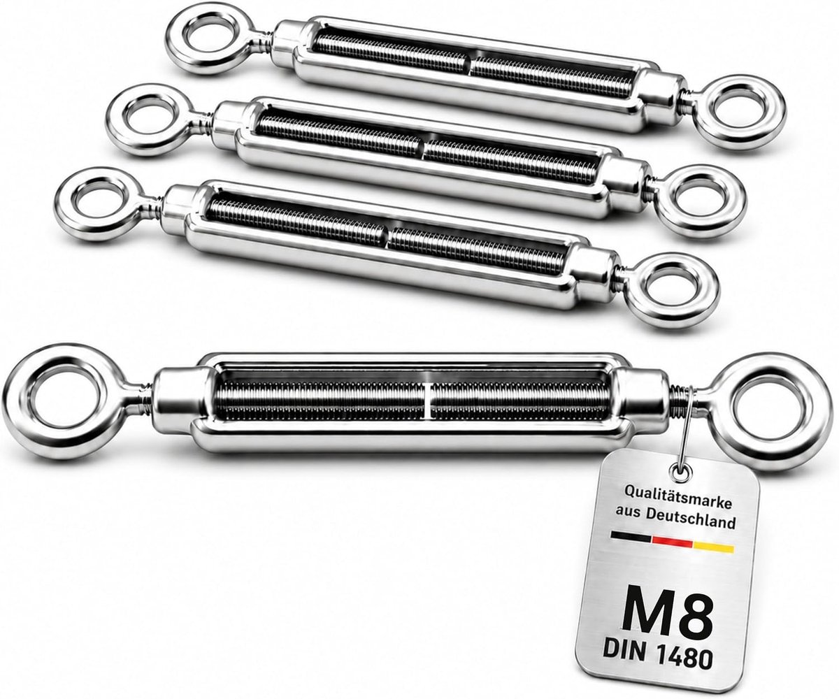 Spanner M8 met oog en oogje, 4 stuks