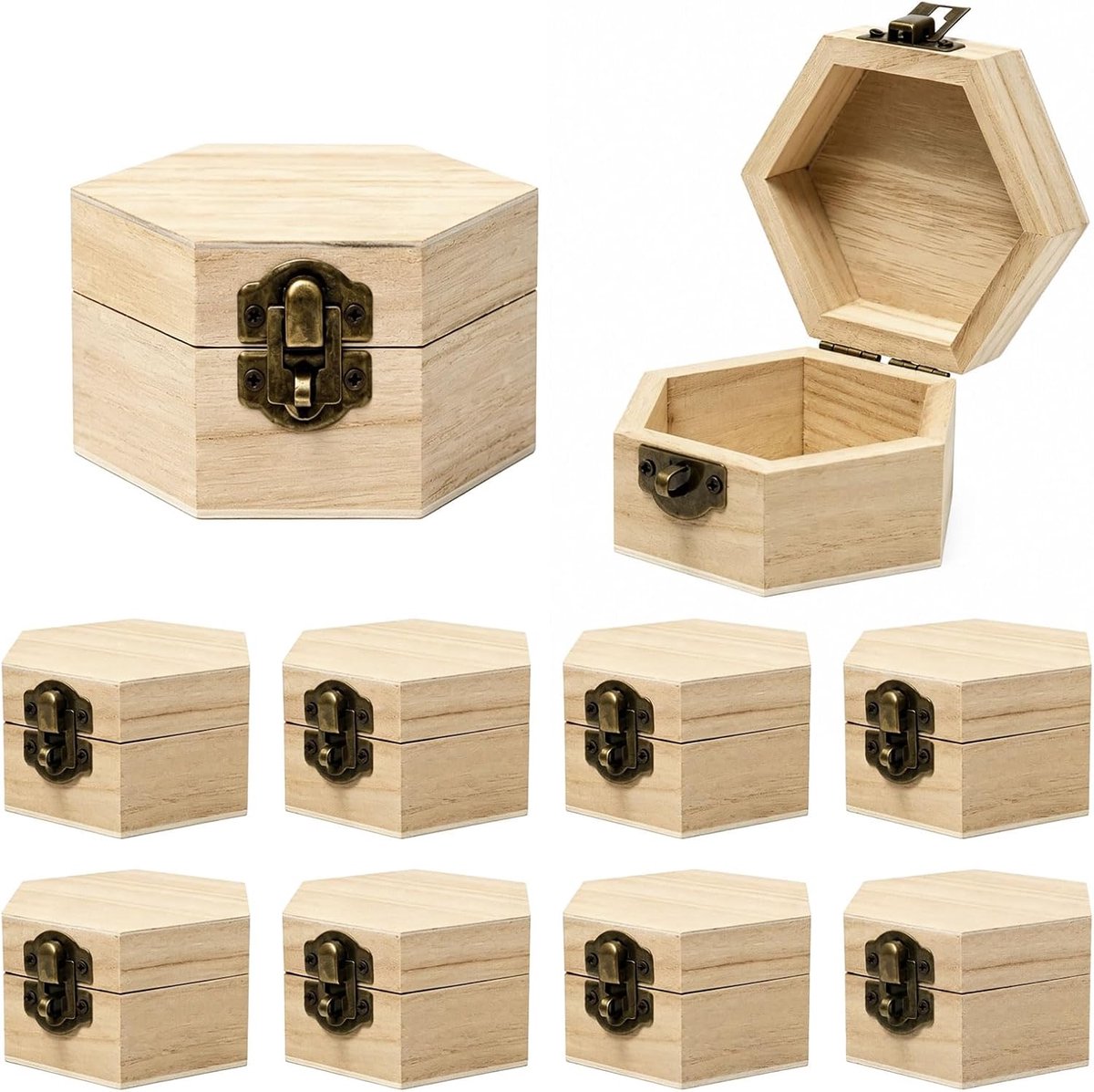 8 kleine houten kisten met deksel om te knutselen