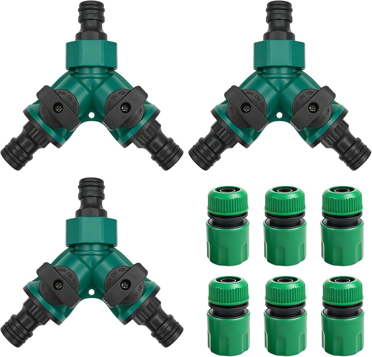3 stuks tuinslang Y-verdeler, met 6 slangverbindingen 1/2 inch