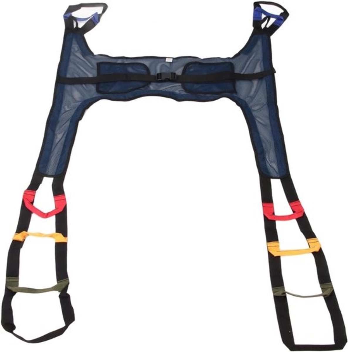 Draagbare toilettas voor patiënten - Mesh-draagdoek voor transfers - Training voor staand lopen - Donkerblauw, H-vormig - Gewatteerd nylon - Grote maat