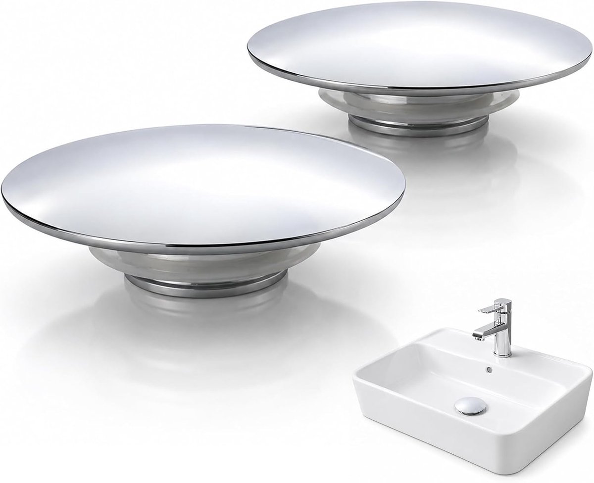 Universeel, pop-up, afvoerventiel, zilver, 2 stuks