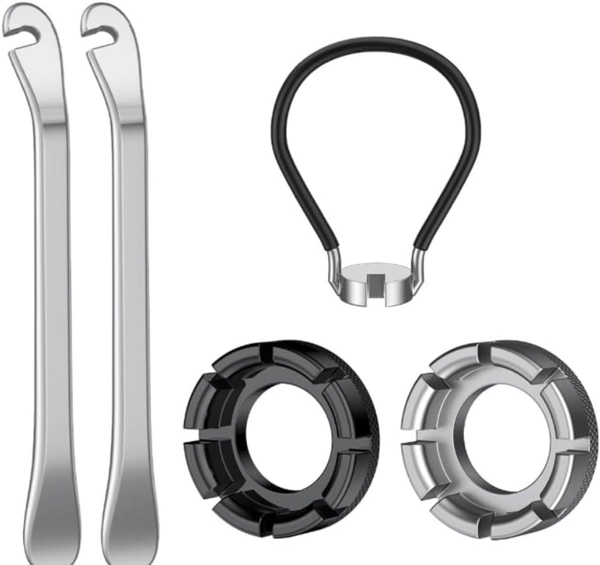5 stuks spaaksleutels, reparatieset voor fiets met 2 bandenhendels, spaakspanner voor wielspaken, instelling van de velg en onderhoud van de spaken, fietsgereedschap voor racefiets, MTB