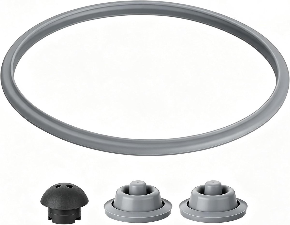 Reserveonderdelenset voor snelkookpan (4 stuks) Compatibel met WMF Perfect, afdichtingsring 22cm, hoofdklep, veiligheidsklep en drukindicatieklep, geschikt voor WMF Perfect-pannen van 2,5 l tot 8,5 l