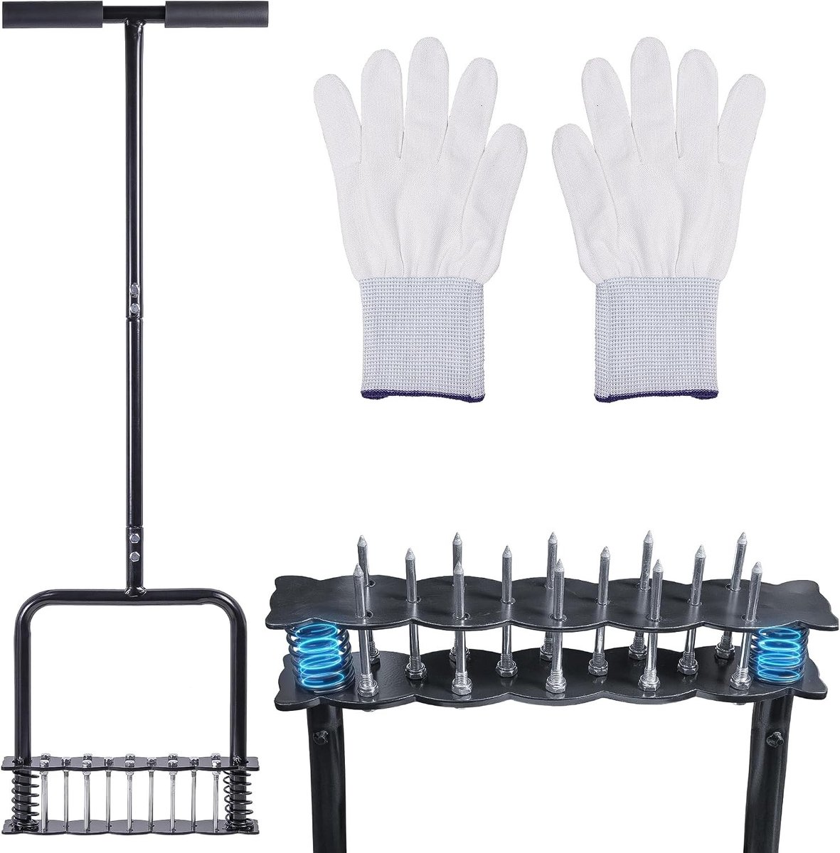 T-Handle Grasmaaier met Resetveren voor Effectieve Grondbeluchting en Automatische Reiniging van Bladeren en Vuil, Tuingereedschap voor Optimale Grondstructuur en Gezonde Grasgroei