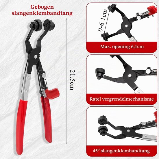 Set van 4 Slangklemmen Tang voor Onderhoud van Voertuigen, Inclusief Rechte en Verstelbare Tang, Perfect voor Slangklemmen en Verwijderen van Slangen — afbeelding 4