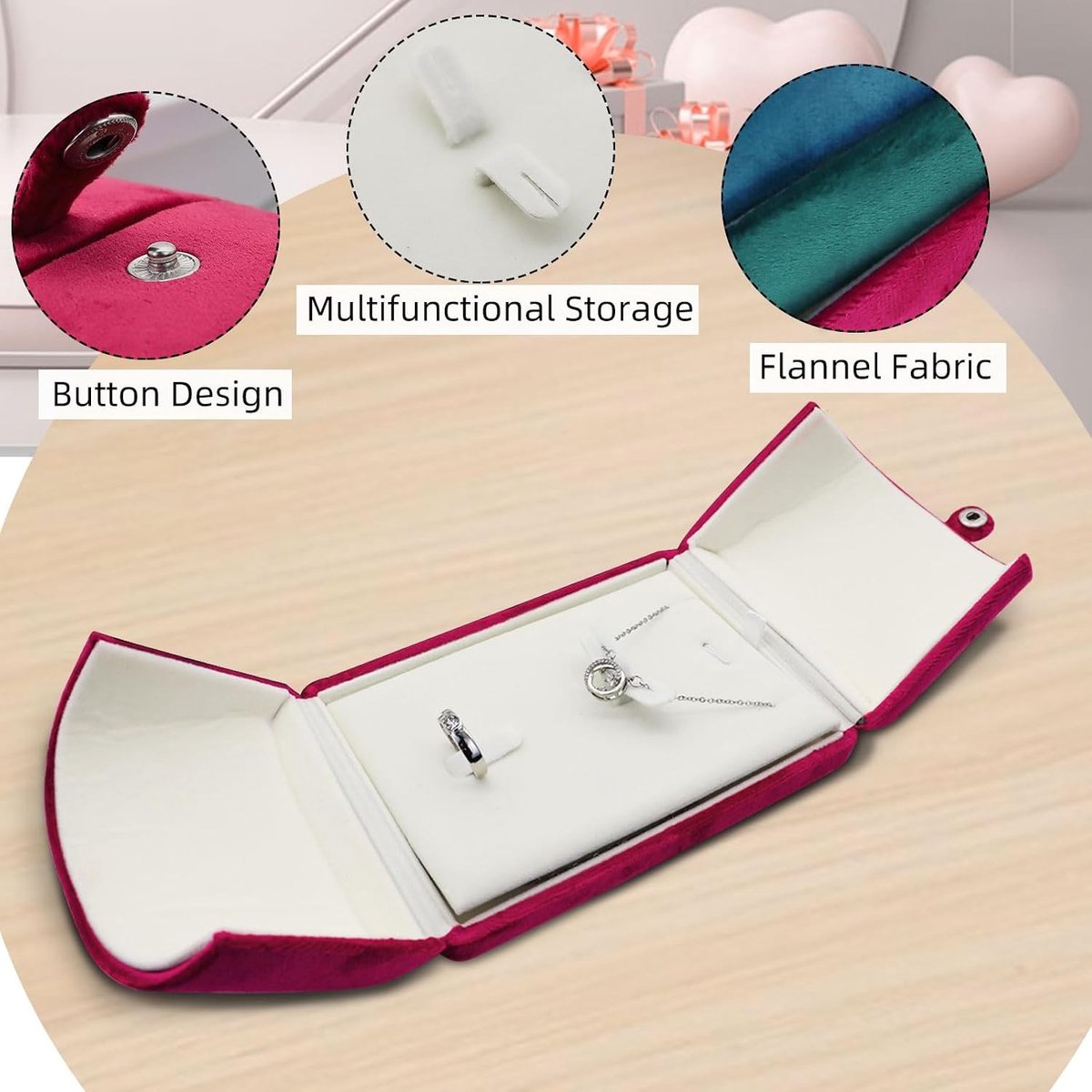 Kleine Reiskosmetiekoffer voor Ringen, Kettingen, Oorbellen en Armbanden - Draagbare Sieraden Organizer en Display Case (Rood)