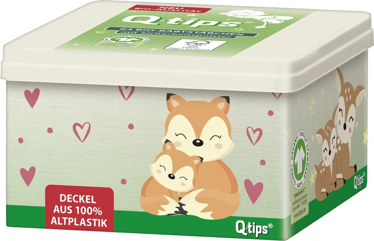 Q-tips babysticks 64 stuks - biologisch - veiligheidsgarde - ideaal voor gevoelige huid - SnelShoppen