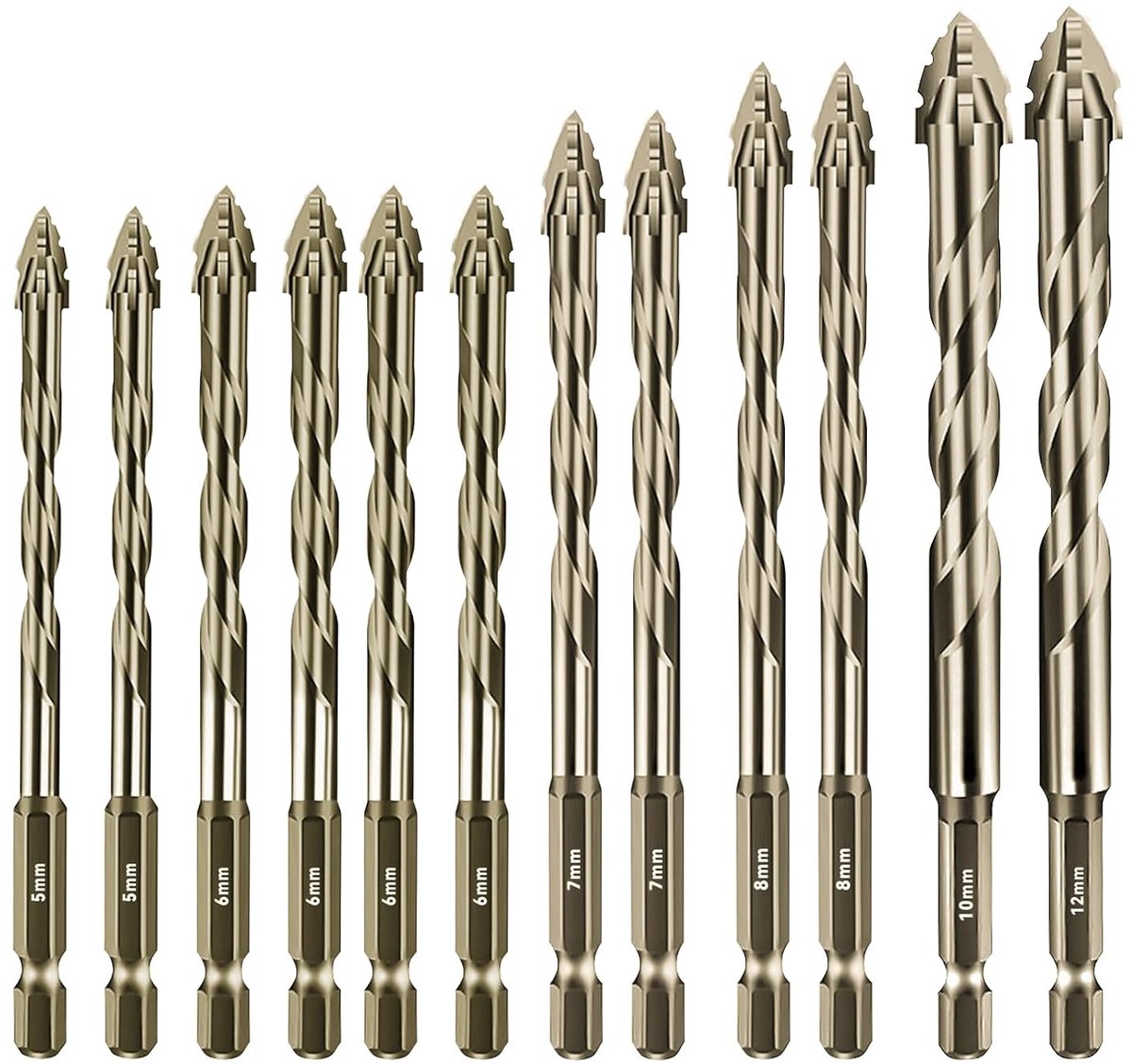 Drill bit (golden yellow, 2x 5+4 x 6+ 2 x7 + 2 x 8 +10+12 (mm)) - ShopVlot