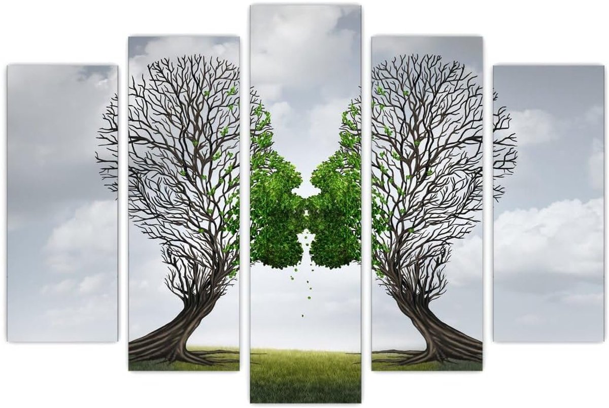AREDE Set of 5 Wall Art Painting Picture Poster Cushion Trees (120x80cm) Home Office Wall Decoration Living Room - ShopVlot