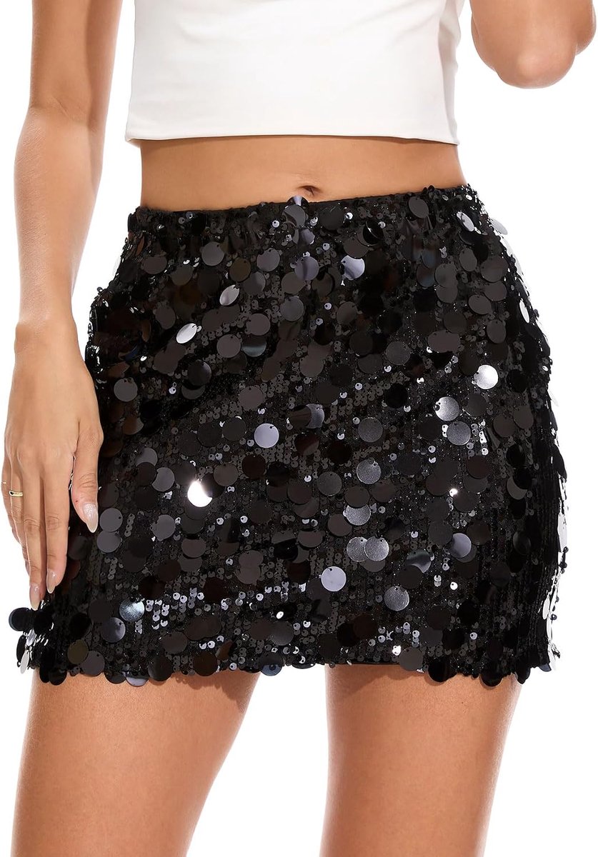 Women's Sequin Skirt Glitter Skirt Sexy Mini Skirt Elastic Waist Hip Skirt Glitter Skirt for Night Party Carnival New - ShopVlot
