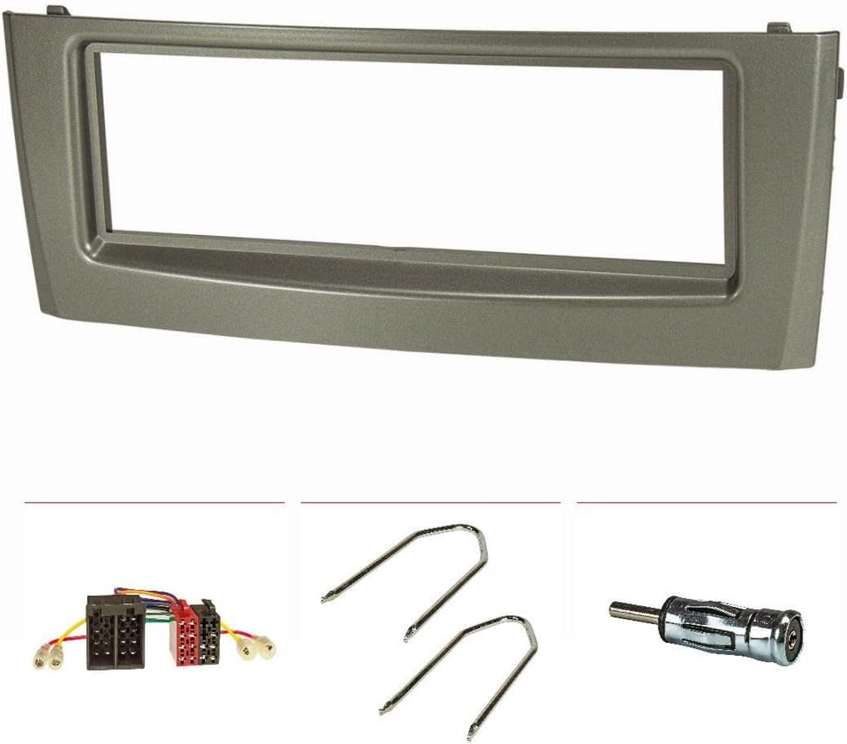 Radio installatieframe set - geschikt voor Fiat Grande Punto 2005-2009 - grijs - vervang originele radio - ShopVlot