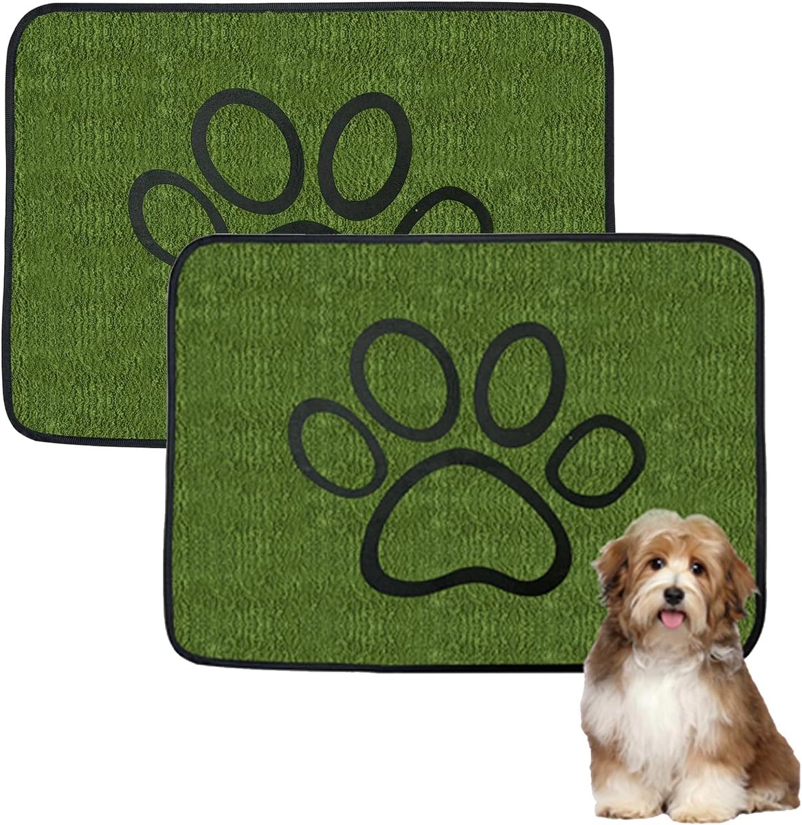 Reusable Dog Cleanliness Mat, Pack of 2, Absorbent Waterproof Mats with Soft Green Surface for Training Cages, Sofa - ShopVlot
