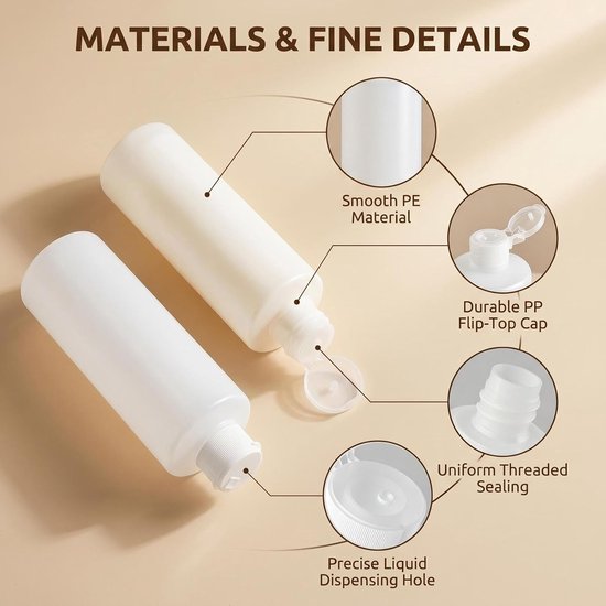 Dailygoods- Knijpfles Lekvrij - 3 Stuks - 100 ml - Plastic - Hervulbaar - Flip Cap - Reizen - Reisset van Dailygoods — afbeelding 2