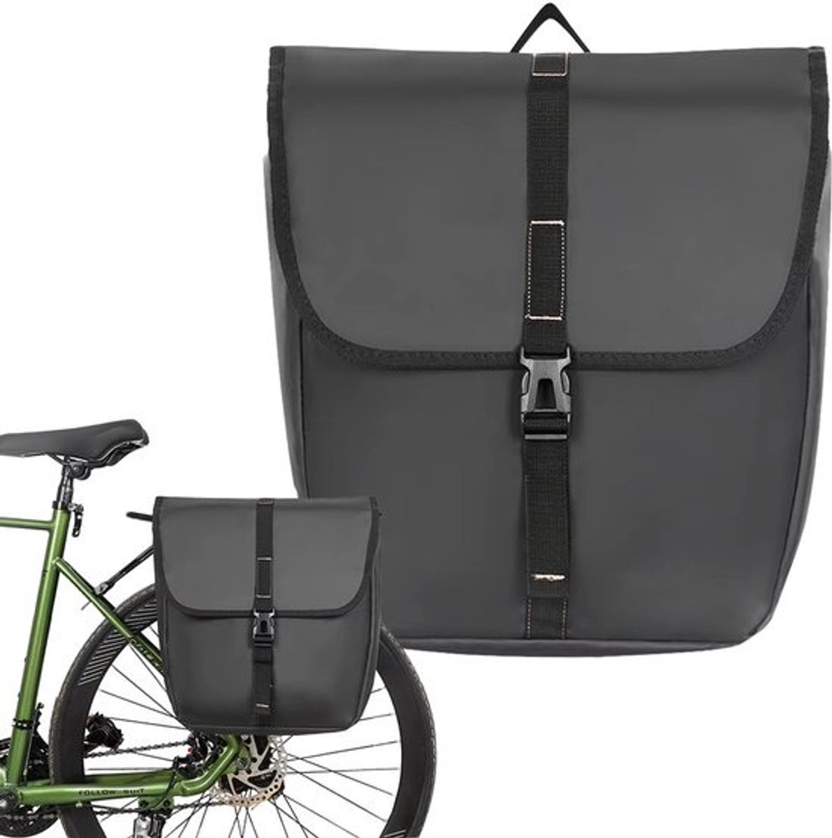 Enkele Fietstas - Waterafstotend Materiaal - 20L - Grijs - Fietstassen voor Fietsen
