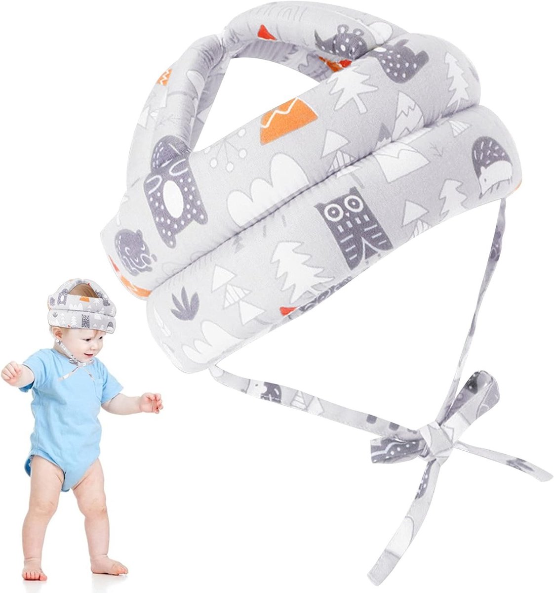 Veiligheidshelm voor baby's, ademend en lichtgewicht, geschikt voor kinderen van 6 maanden tot 5 jaar, huidvriendelijk katoen, bescherming tegen stoten en vallen