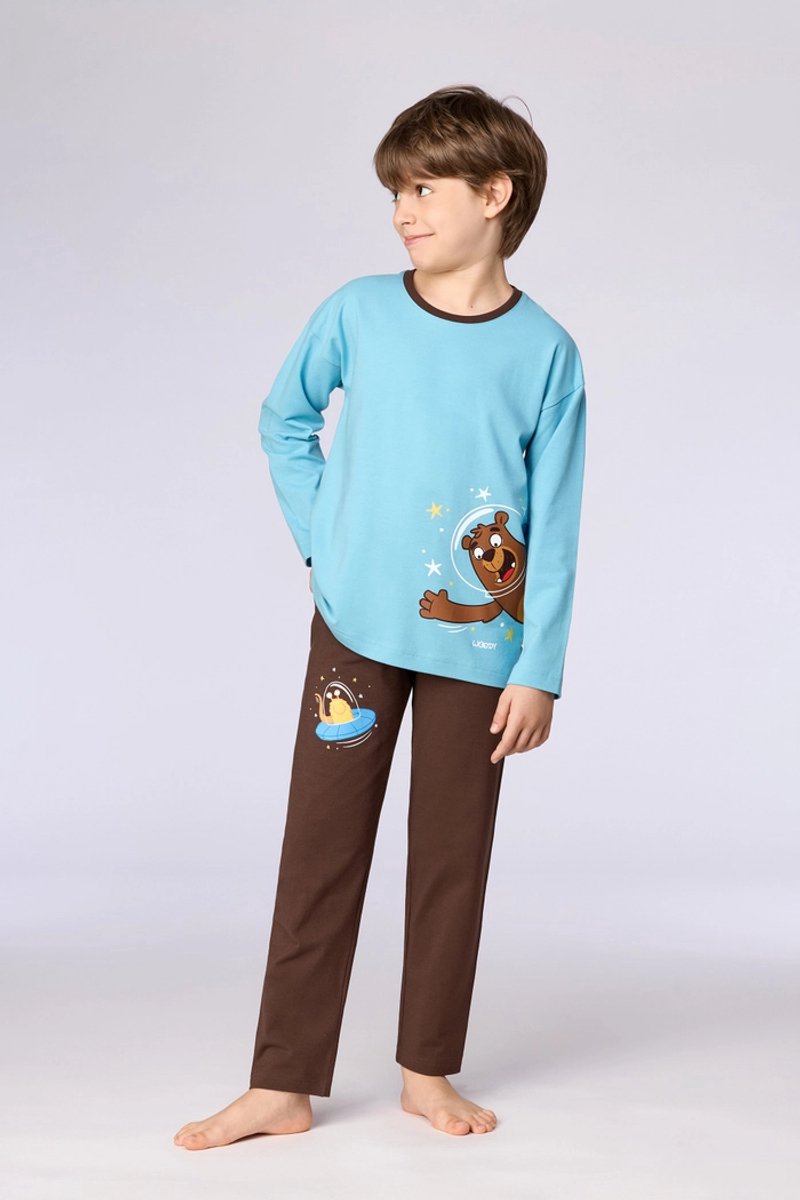 Woody pyjama jongens/heren - blauw - ruimteprint - 262-10-PLU-Z/824 - maat 152