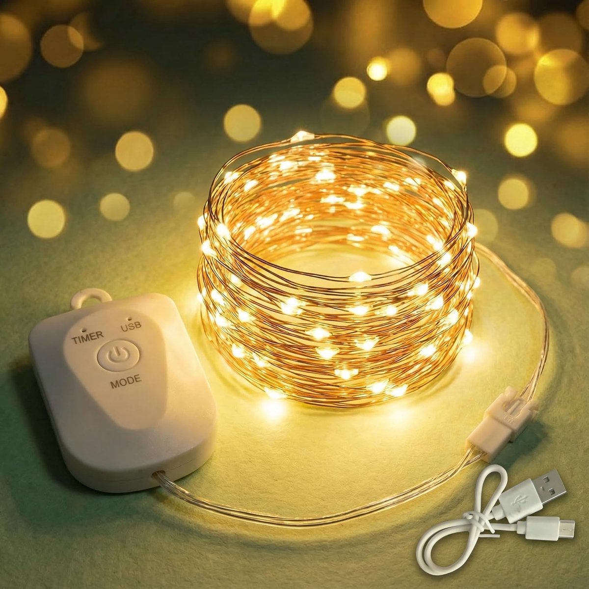 Lichtsnoer op batterijen 3 m - 30 leds - met timer en 8 modi - IP67 waterdicht, voor sfeervolle decoratie - SnelShoppen