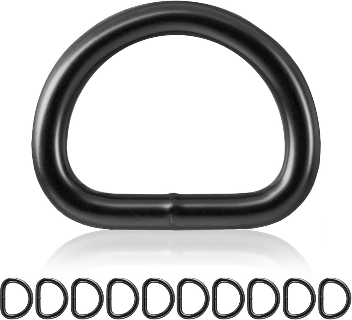 D-Ring 23mm - RVS Mat Zwart - Pack van 10 - Voor Hondenhalsband en Rugzakbevestiging - ShopVlot