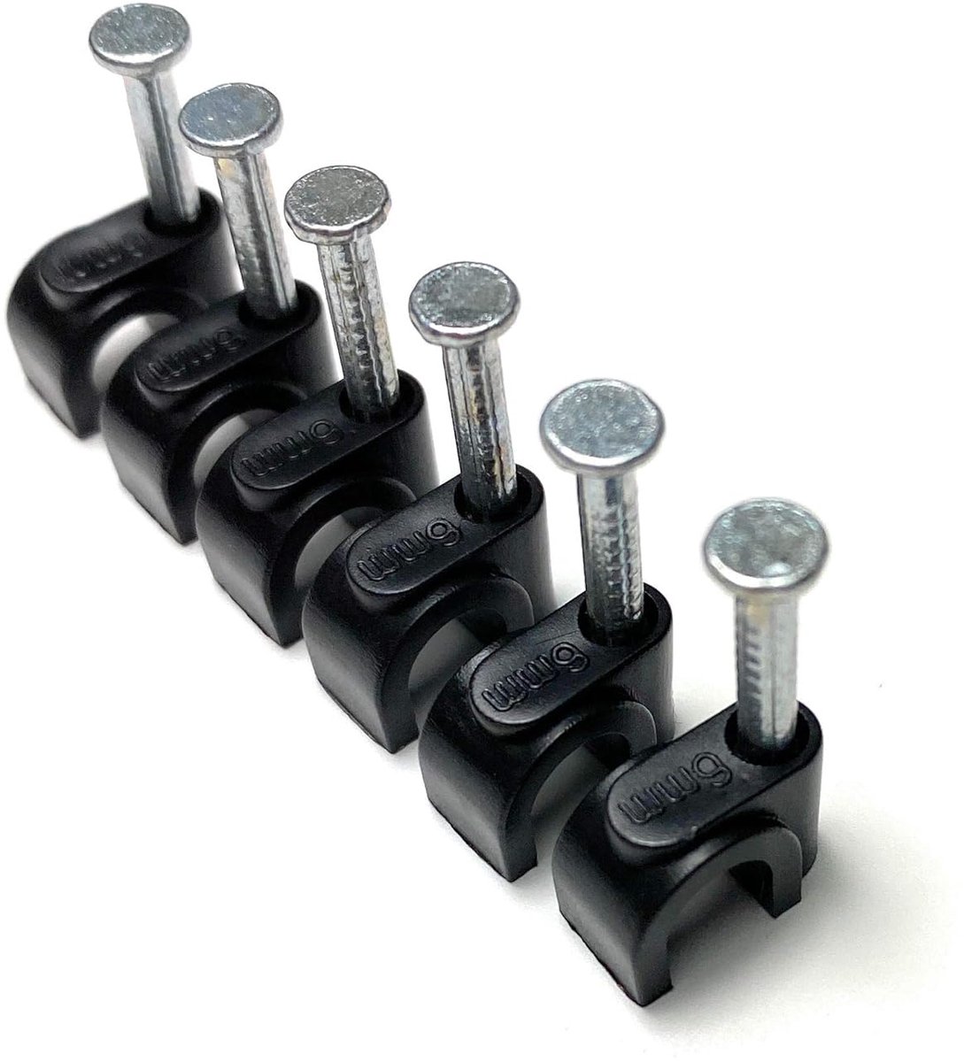 Pack of 100 Cable Ties Round Black with Nail Mount, Type K, 100 (6mm) - ShopVlot