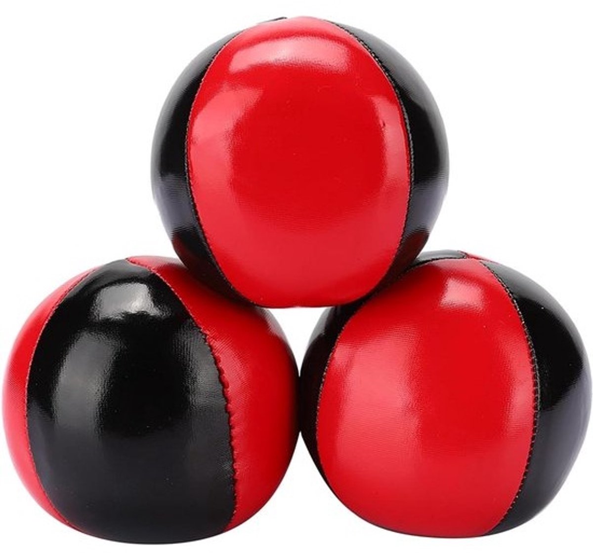 Set jongleerballen - Balanceren oefenen - Behendigheid trainen - Zacht PU-leer - 3 stuks - Rood zwart