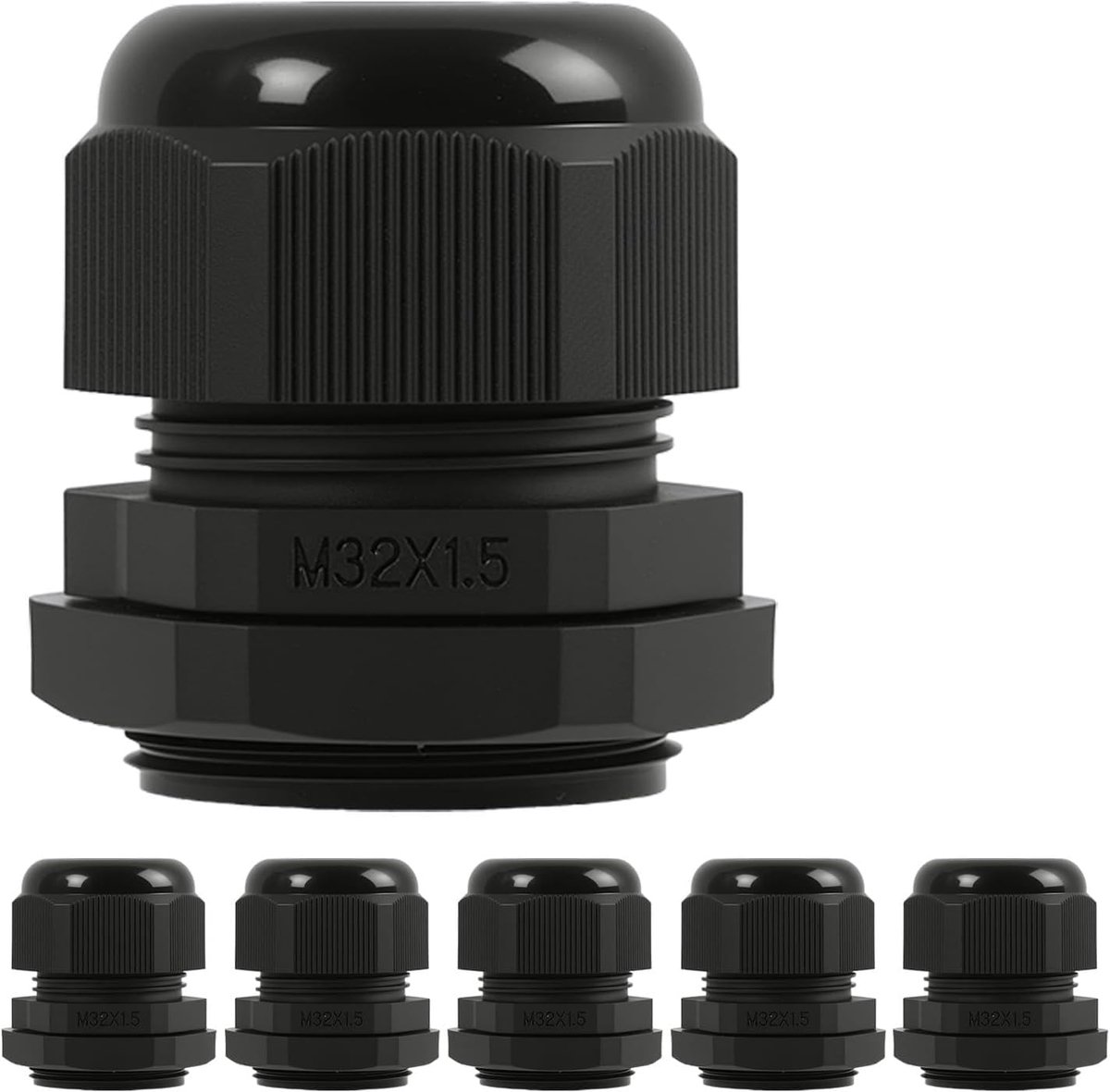 M32 kabelschroefconnectoren 6-pack - IP68 waterdicht - nylon met moer en wasmachine - veilige kabelverbinding - ShopVlot