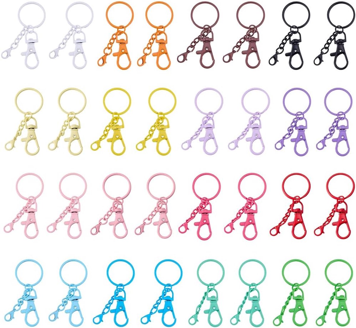 90 Stks Kleurrijke Swivel Snap Hook Ringen Sleutelhanger 76mm Spray Gedrukt Legering Snap Gesp Trigger met - ShopVlot