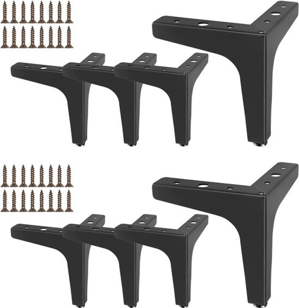 8 stuks - driehoekige meubelpoten - 10 cm - zwarte metalen poten - voor tafels en meubels