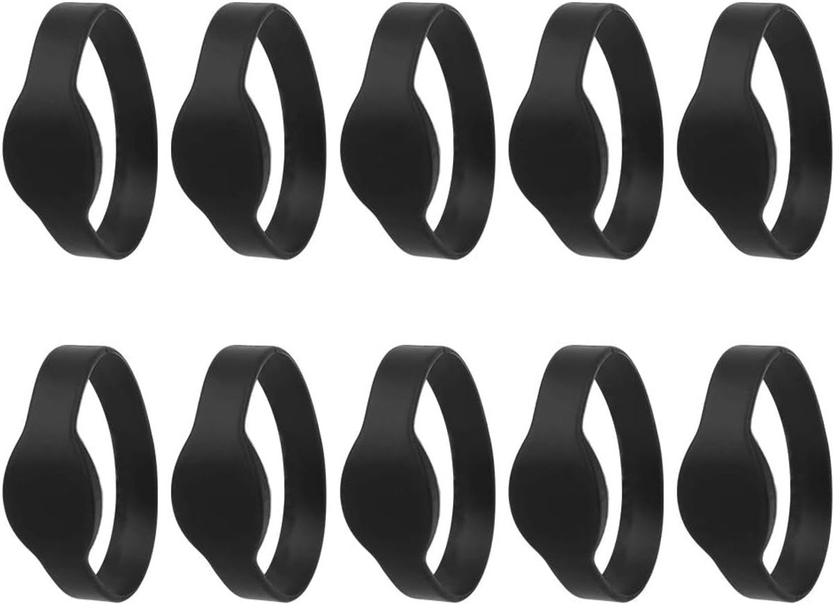10st RFID-polsband, RFID-armband 125 Khz RFID-polsband Siliconen Armband IP68 Waterdichte ID-kaart Saunakaart Toegangscontrolepolsband voor Hotelzwembad Saunaruimte(zwart)