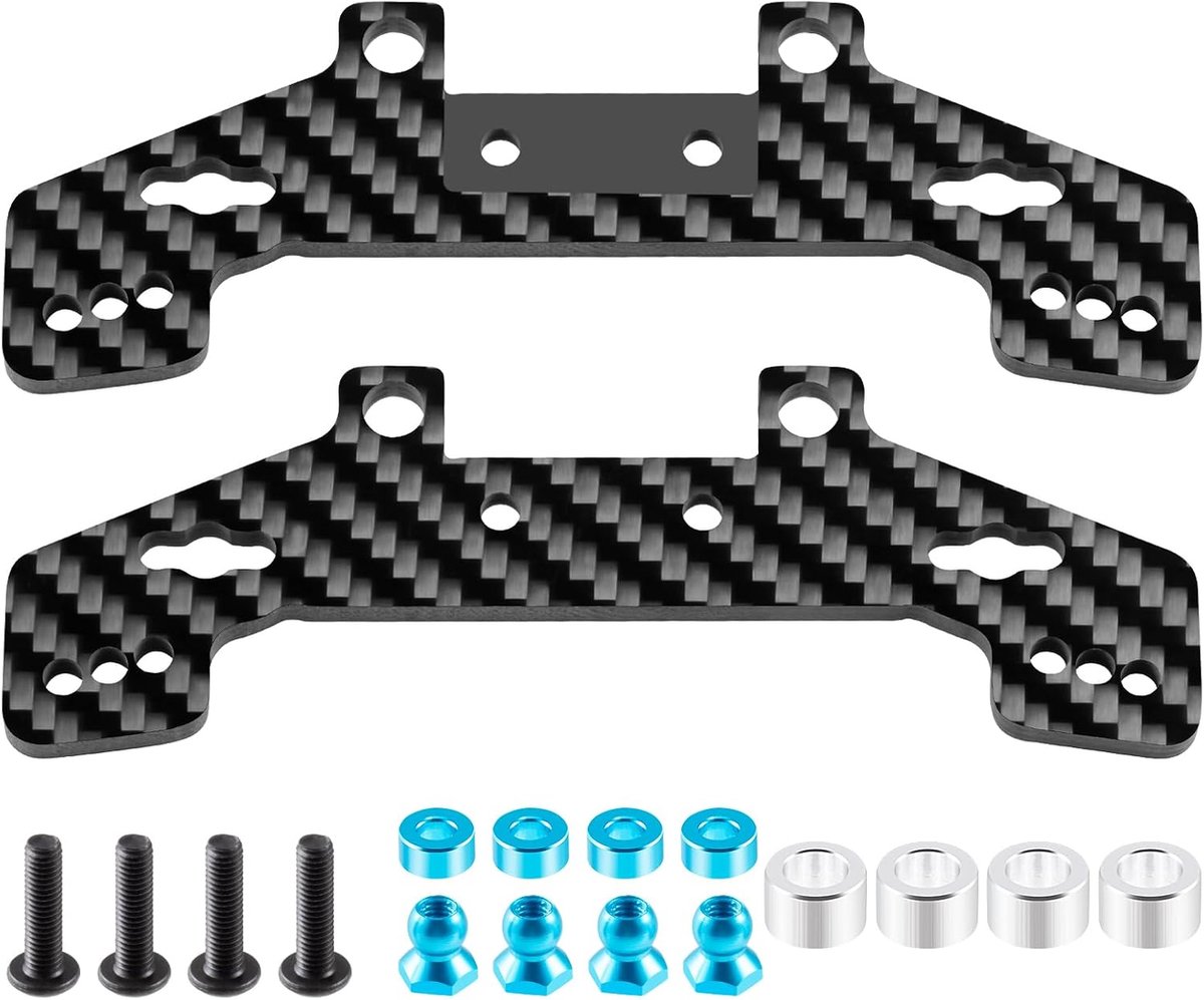 Koolstofvezel schokdemperbruggen voor en achter voor TT-02, TT-02D, TT-02R 54947 chassis – upgrade-onderdelen voor RC-driftcars