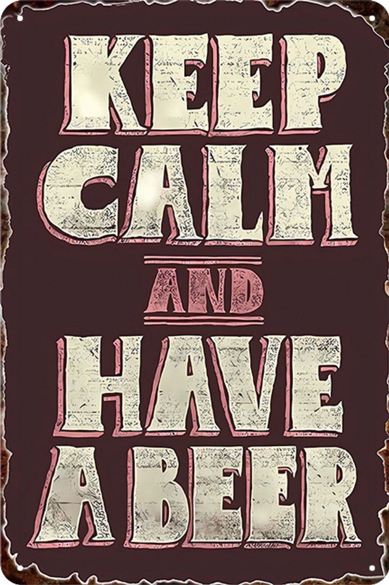 Keep Calm And Have A Beer Metalen Wandbord 30x20cm - Grappig Bier Tekstbord – Vintage Retro Wanddecoratie – Café Bar Kroeg Mancave