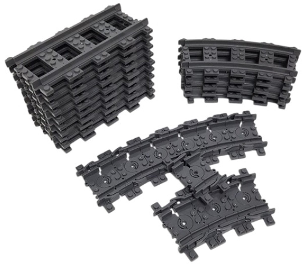 bricksNblocks® treinrails aanvullingsset geschikt voor bouwblokjes treinbanen van bricksNblocks® en andere merken - 25 delig - 10x recht, 5x bocht en 10x flexibele rails - compatible met treinrails van andere bouwblokjes sets