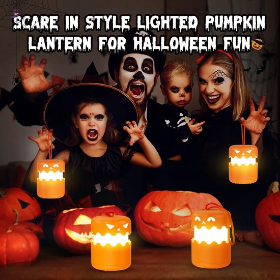 Namajunas - 2 Stusk Halloween pompoen nachtlampje - Met Draagkoord - Duw-trek schakelaar - Opvouwbaar - USB Oplaadbaar Nachtlamp - Sfeerlamp - Bedlampje - Decoratie voor Huis - Cadeaus - Voor Woonkamer & Slaapkamer - halloween decoratie van Namajunas — afbeelding 4