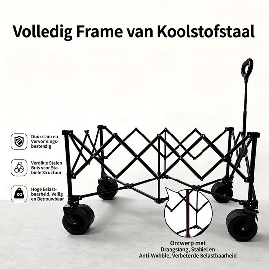 Rolipo Opvouwbare Bolderkar - Zwart - 127x67x106 cm - tot 150 kg -450L — afbeelding 3