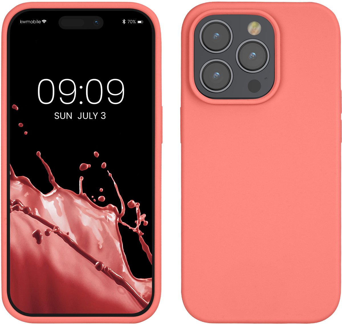 kwmobile telefoonhoesje geschikt voor Apple iPhone 14 Pro - Hoesje met siliconen coating - Smartphone case in Pastelkleurig koraal