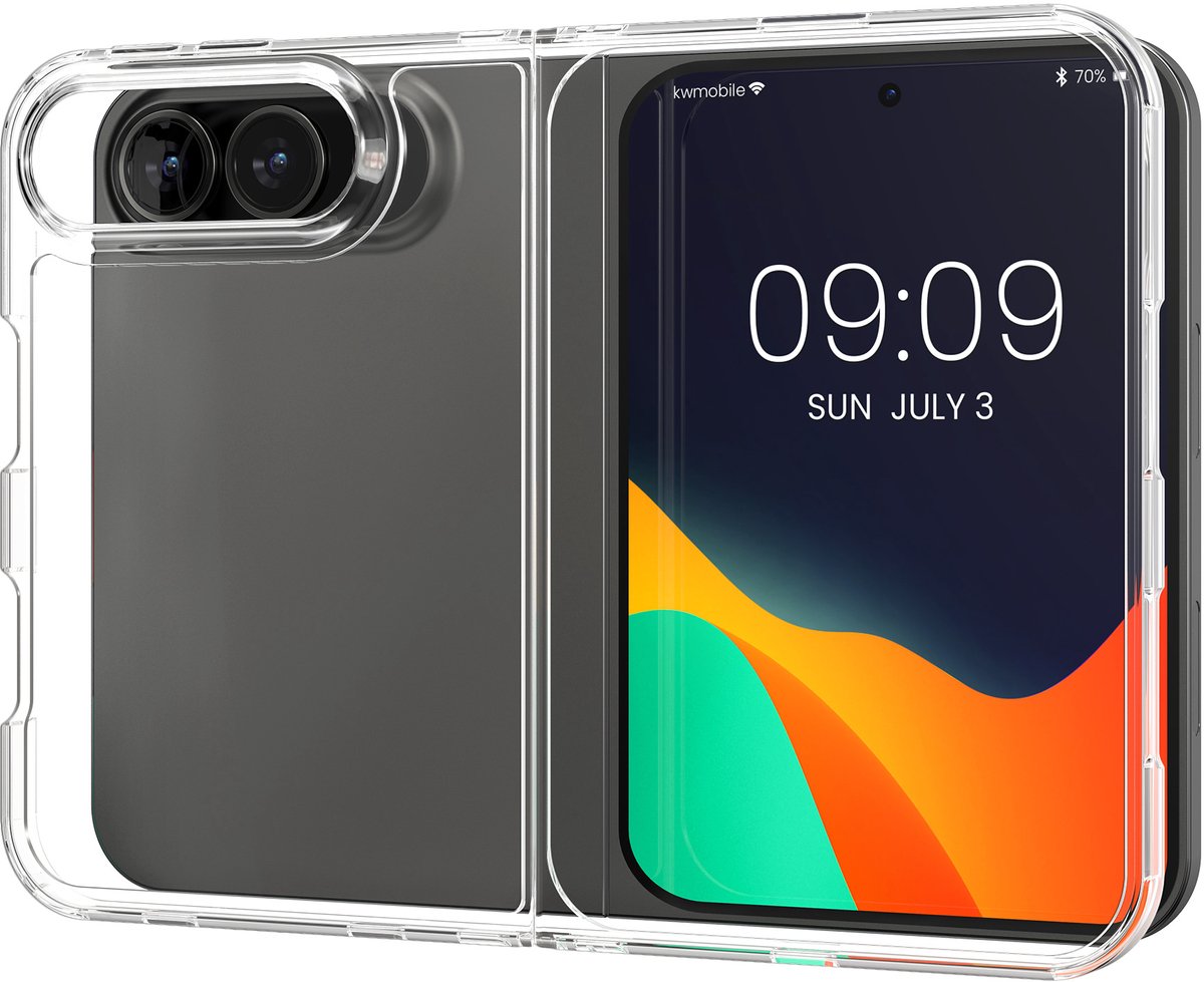 kwmobile telefoonhoesje geschikt voor Apple iPhone Duo hoesje - Hoes voor vouwbare smartphone - Telefoon display en camera beschermer - In transparant