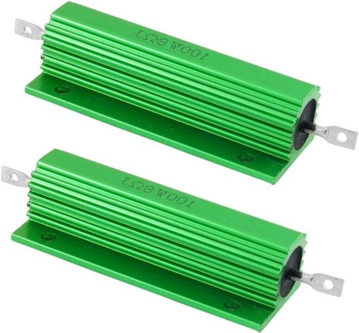 Weerstand met aluminium behuizing - Draadgewonden component - Elektronicareparatie - 100 watt vermogen - 8 ohm - Groen