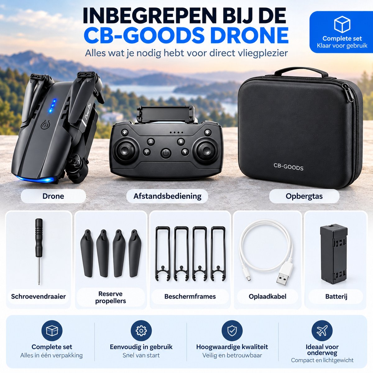 Drone met Camera 4K – Mini Drone met Camera – Opvouwbare Drone – Live View – Obstakelontwijking – Hover & Headless Mode – 360° Flips – Inclusief Opbergtas – CB-Goods thumbnail 3