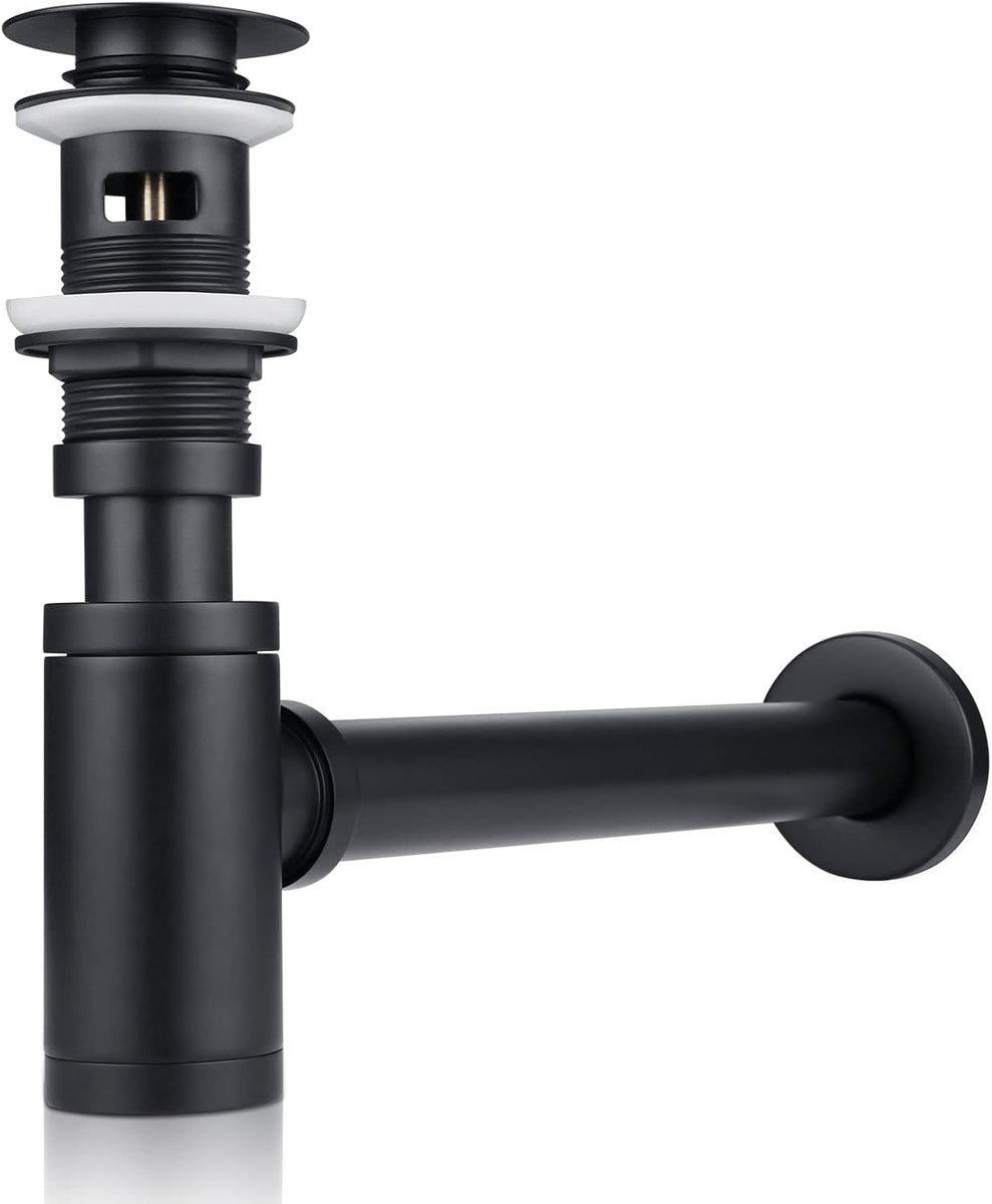 Design Siphon Drain Set, Black Siphon Siphon for Washbasin & Sink with Overflow, Bottle Siphon 1.25 x 32 mm, Dip Tube - ShopVlot