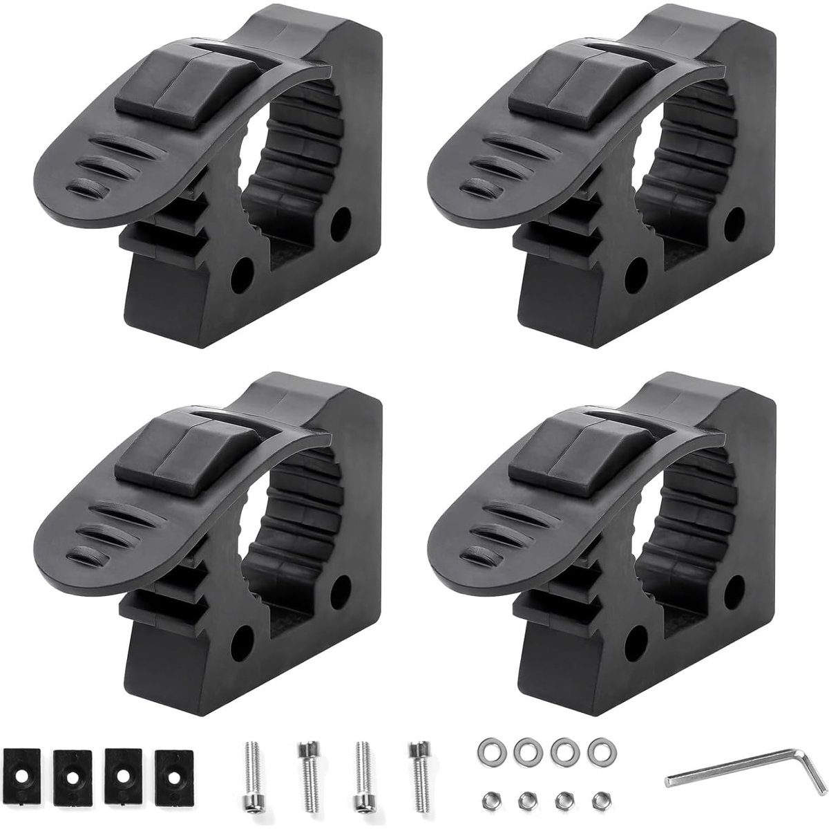 Dailygoods- Schep Houder - 4 Stuks - Snelle Bevestiging - Rubber Klem Beugel - Geschikt voor Handvatten 3cm tot 4cm - Universele Toepassing - Inclusief Bevestigingsmateriaal - Gereedschap Houder
