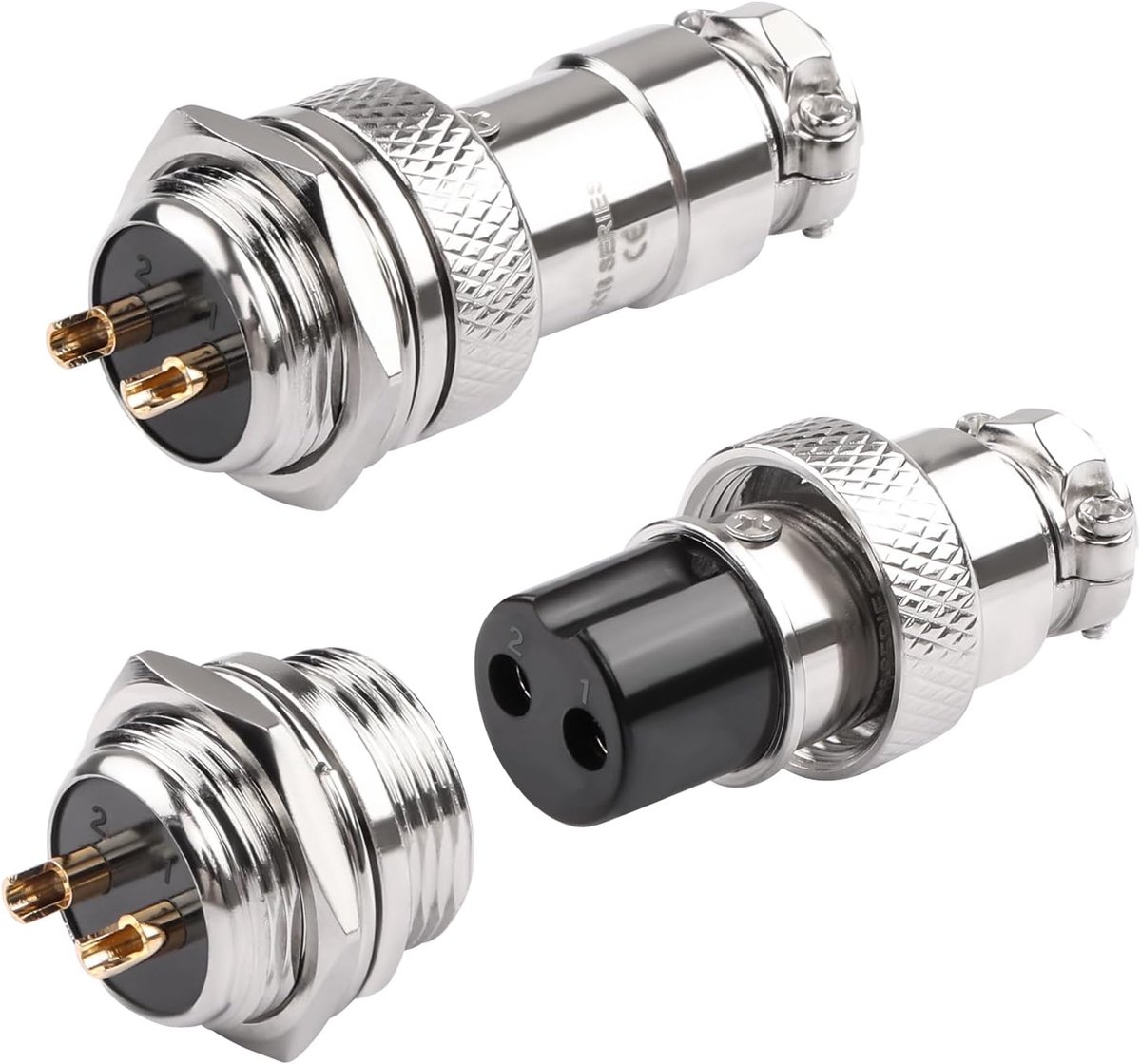 SnelShoppen - GX16 2-pins Gold Plated Luchtvaartplug, Bulkhead Mount, M16mm 400V/7A, Ideaal voor Elektrische en Elektronische Apparaten