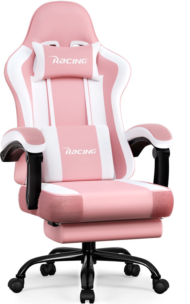 Homimaster Gamingstoel - 165° Rugleuning - Voetensteun - Roze /Zwart