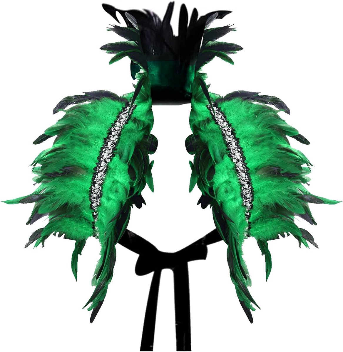 YOUYIKE Gothic Feather Collar Feather Cape Top Wings Natural Feather Cape Swan Costume with Feather Shoulder Wrap - ShopVlot
